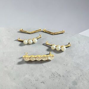 Gold Pearl and Crystal Shoelace Charms - Set of 5
